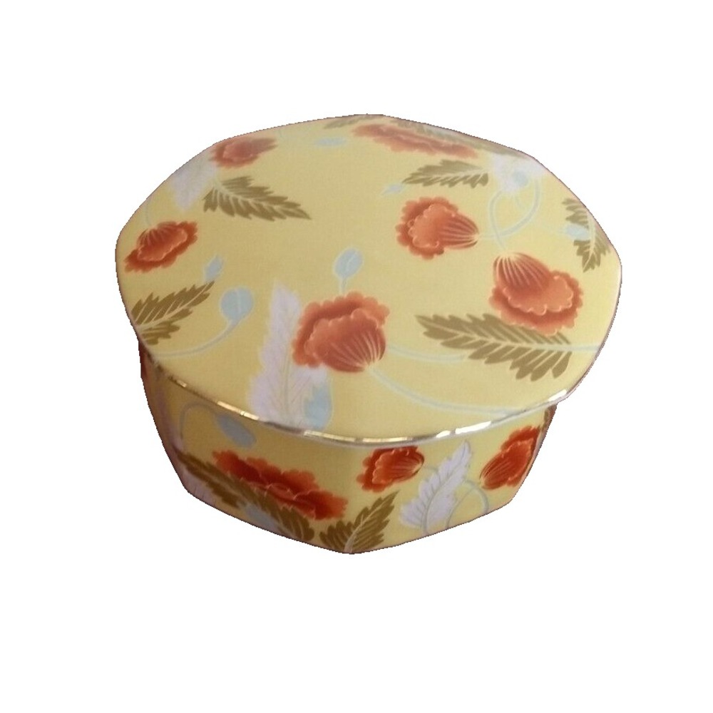 TAKAHASHI‎ Hand Painted Trinket Box Japan Floral & Gold w/ Lid Elan Vintage 1984